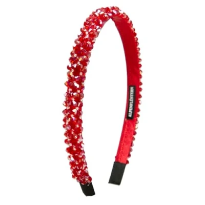 Abbildung von Alpenflüstern Trachten Haarreif Glitzerperlen schmal Damen Haarschmuck, Haarband rutschfest fürs Dirndl (rot) ADV150