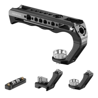 Abbildung von SIRUI 2 in 1 Top Handle für ARRI oder NATO Mount, Vollaluminium Kamerakäfiggriff mit Cold Shoe Sicherheitsstift, mehrere Gewindebohrungen, AM MTHA