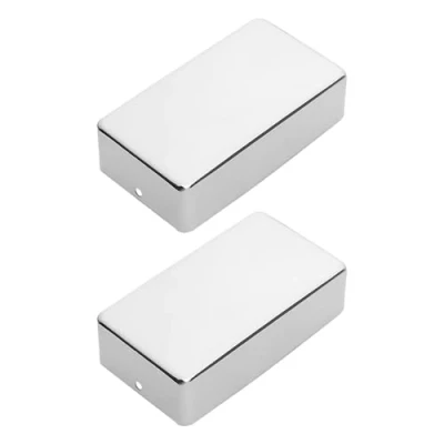 Abbildung von YINETTECH 2 Stück Gitarren Tonabnehmer Abdeckungen Lochlose E Kappe 70x40x18mm Messing Abdeckung Geschlossene Humbucker Silber