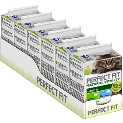 Abbildung von PERFECT FIT Adult 1+ Premium Katzenfutter nass 36x50g Portionsbeutel mit Hochseefisch und Truthahn Nassfutter für Katzen ohne Getreide