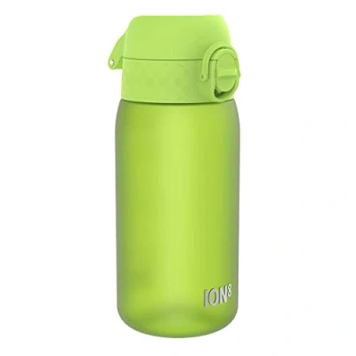 Abbildung von Ion8 Kinder Trinkflasche, 350ml, Auslaufsicher, Einhandöffnung, Sichere Verriegelung, Spülmaschinenfest, BPA frei, Tragegriff, Klappdeckel, Leicht zu Reinigen, Klimaneutral, Grün