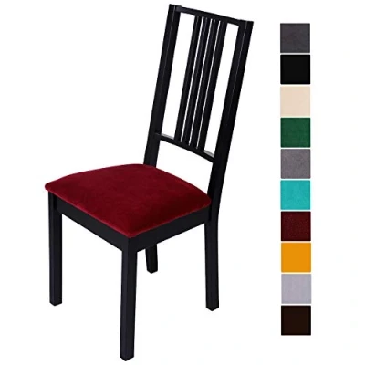 Abbildung von Homaxy Stuhlbezug Sitzfläche Samt Weich Sitzbezug Stuhl Stretch sitzbezüge für Esszimmerstühle Abwaschbar Schonbezug Hussen Stühle 2er Set, Rot