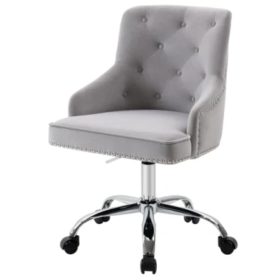 Abbildung von Sepnine Home Samt Bürostuhl Tufted Computer Schreibtisch Stuhl Swivel Einstellbare Akzent Vanity mit Armen Nailhead Trim für Schlafzimmer