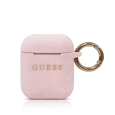 Abbildung von Guess GUACCSILGLLP die Silikonhülle schützt Dockingstation für drahtlose Kopfhörer Apple AirPods, Pink Rosa