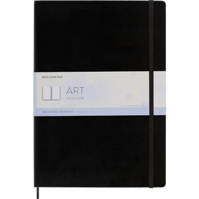 Abbildung von Moleskine 29.7 x 42 cm A3 Size Watercolour Notebook Classic Notebook, Paper Suitable for Pencils and Paints Hard Cover Elastic Closure, Colour Black, 60 Pages