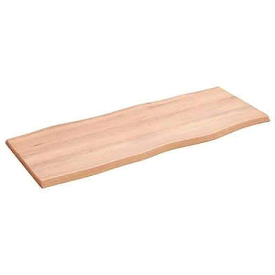 Abbildung von vidaXL Tischplatte, Holzplatte für Tisch Esstisch Couchtisch, Massivholzplatte Handgefertigt mit Baumkante, Ersatztischplatte, Hellbraun 100x40x2cm Massivholz Eiche Behandelt