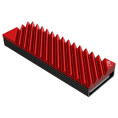 Abbildung von One enjoy M.2 2280 SSD kühler Aluminium Kühlkörper mit Silikon Wärmeleitpad für PC/PS5 (Red)