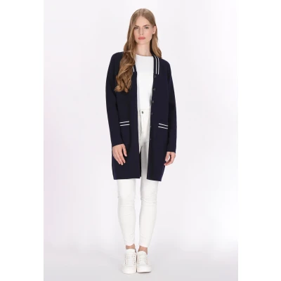 Abbildung von Dreimaster Strickjacke, Damen, Größe: XS/S, Marine weiss streifen
