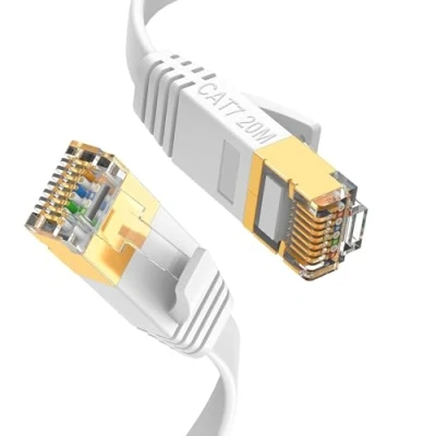 Abbildung von GLCON Cat 7 Netzwerkkabel 20m, Ethernet Kabel 10 Gigabit Lan Flach 600Mhz Internetkabel RJ45 Patchkabel für PC PS5 Xbox Switch Modem