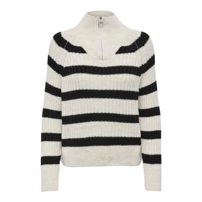 Abbildung von ONLY Onlleise Freya LS ZIP HIGH NECK KNT NOOS Strickpullover, Damen, Größe: XS, Birch black