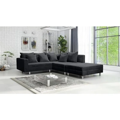Abbildung von Küchen Preisbombe Sofa Wohnlandschaft Couch Ecksofa Eckcouch Cordstoff Graphite Minsk R, + Hocker