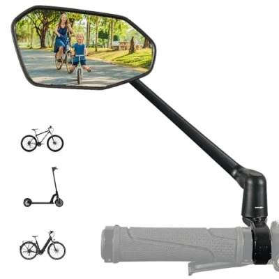 Abbildung von REEZER Fahrradspiegel RS3 LINKS mit extra großer Spiegelfläche 360 verstellbarer Fahrrad Spiegel für E Bike &amp; Scooter Lenker Rückspiegel kompatibel allen Modellen