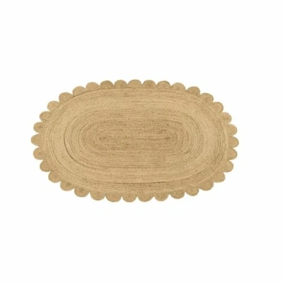 Abbildung von Loberon Teppich Ferce, Ovale Form mit Wellenkanten, Handgewebt, Angenehme Haptik, Natürliches Design, 70x120 cm, Wohntextilien, Wohn Accessoire, Jute, braun