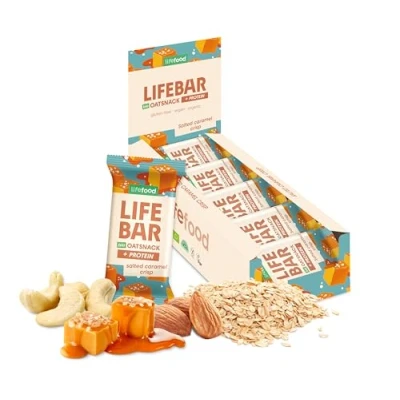 Abbildung von Lifefood Lifebar Haferriegel, Hafer Riegel, Haferflocken Snack BIO Vegan Lactosefrei Glutenfrei 15er Pack (15 x 40 g) (Salted Caramel Crisp)