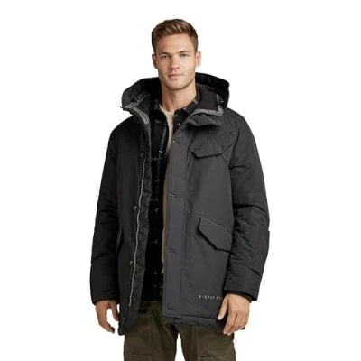Abbildung von G STAR RAW Men&#039;s Jackets Vodan Padded Hooded Parka, Schwarz (dk black D22713 A281 6484), XXL