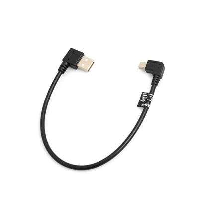 Abbildung von System S Mini USB 90 Links gewinkelt Winkelstecker auf Typ A (Male) rechtsgewinkelt Kabel Datenkabel Ladekabel 26 cm