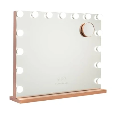 Abbildung von Flamingueo Schminkspiegel Mit Beleuchtung Kosmetikspiegel 15 LED, Spiegel 3 Modi, Hollywood Spiegel, Licht, Rose Gold