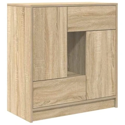 Abbildung von vidaXL Sideboard mit Schubladen und Türen Sonoma Eiche 70,5x34x74,5 cm, Kommode, Schrank, Flurschrank, Anrichte, Küchenschrank, Wohnzimmerschrank