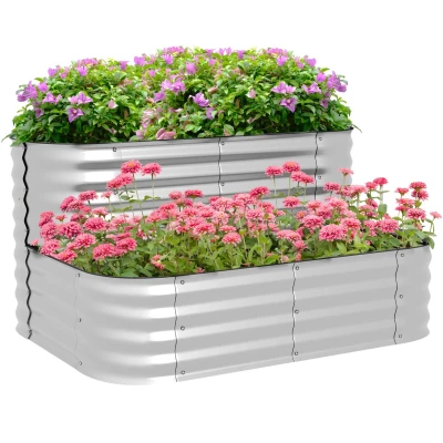 Abbildung von Hochbeet Metall, 2 Stufiger Blumenkasten, Pflanzkasten mit Schrauben