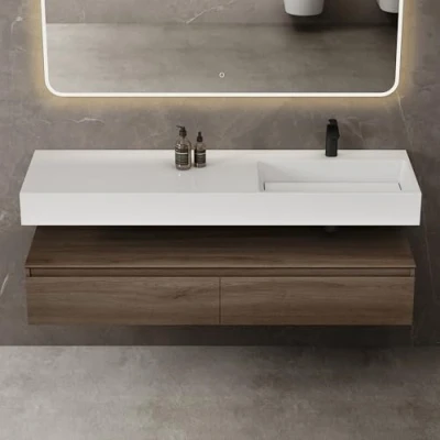 Abbildung von Mai &amp; BadmöbelsetBadezimmerschrank Up Unterschrank mit Soft Close Schubladen inkl. Mineralguss Waschbecken Wandmontage