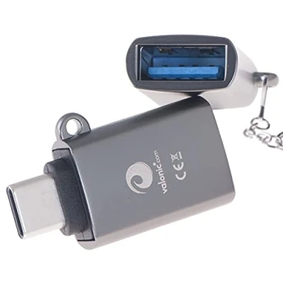 Abbildung von valonic USB C auf A Adapter 2 Stück, grau Typ zu A, Schlüsselanhänger
