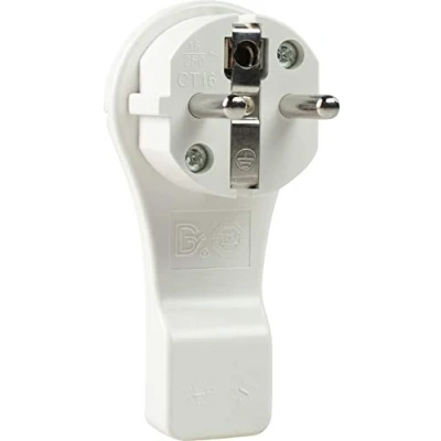 Abbildung von as Schwabe Flachstecker Schutzkontaktstecker mit doppeltem Schutzkontakt Anschluss Leitungen bis max. 1,5mm² extrem flach einfaches Herausziehen durch Bügel 230V, 16A IP20 weiß, 45030