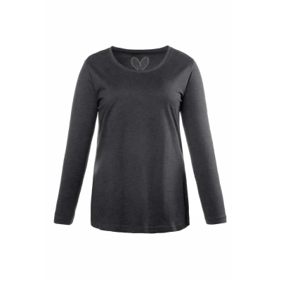 Abbildung von Ulla Popken COL ROND Langarmshirt, Damen, Größe: 50/52, Anthrazit melange