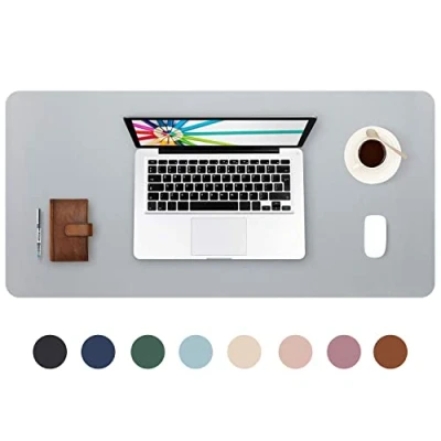 Abbildung von DOBAOJIA Erweitertes Mausepad Große Mausmat XL Schreibtischmatte Schreibtischunterlage für Laptop/Tastatur/Maus Schreibblock, PU Leder Wasserdicht + Wildleder rutschfest 80 x 40cm(Grau)