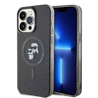 Abbildung von CG MOBILE Karl Lagerfeld Magfit Glitzer Hülle für iPhone 15 Pro Max (Schwarz)