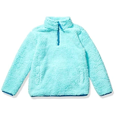 Abbildung von Amazon Essentials Mädchen Sherpa Fleece Jacke Viertelreißverschluss, Aquablau, 11 12 Jahre