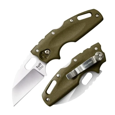 Abbildung von Cold Steel, Tuff Lite Plain OD Green, Klappmesser, Satin Finish, Taschenmesser, Griff: Griv EX, AUS 8A Klingenstahl, scharfes Messer für Outdoor, Camping, Schnitzen