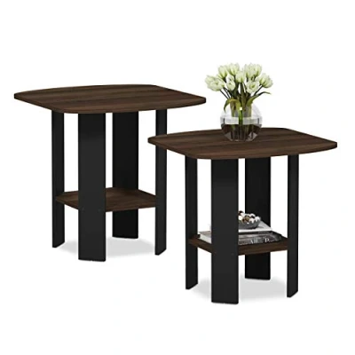 Abbildung von Furinno Simple Design Beistelltisch, holz, Columbia Walnut/Schwarz, 50.8 x 49.78 cm