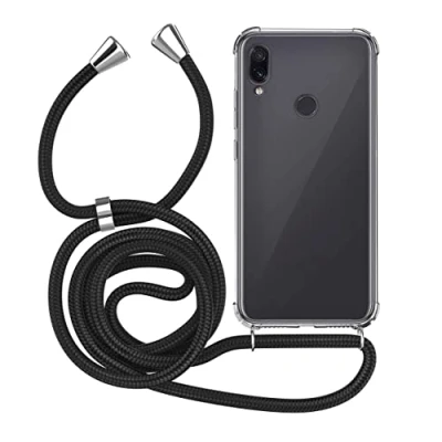 Abbildung von MyGadget Handykette für Xiaomi Redmi Note 7 [ TPU Hülle mit verstellbaren Band ] Handyhülle Handyband zum Umhängen Kordel Schnur Case Schutzhülle Schwarz