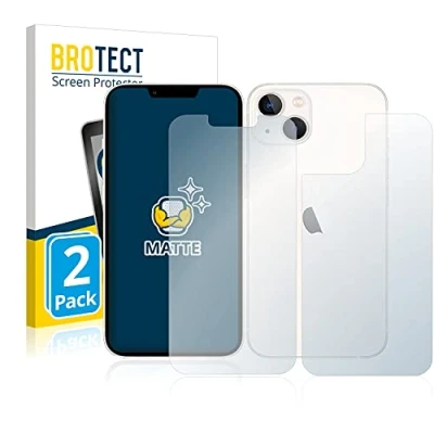 Abbildung von BROTECT Entspiegelungs Schutzfolie für Apple iPhone 13 (Display+Rückseite) (2 Stück) Matte Displayschutz Folie, Anti Reflex, Fingerprint