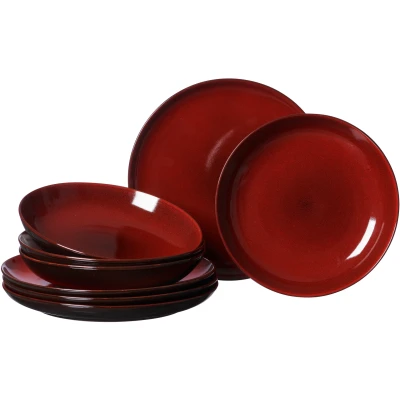 Abbildung von Ritzenhoff &amp; Breker Tafelservice &quot;Teller Set, Geschirr Set Gambia&quot;, (Set, 8 tlg., 4 Teller Flach (Ø 27,5 cm), Tief 23 Reaktivglasur, jedes Stück ein Unikat, Teile, für Personen