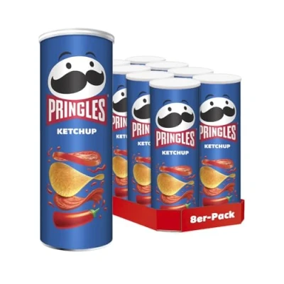 Abbildung von Pringles Ketchup (6 x 185 g) der unwiderstehliche Snack Klassiker in praktischen Dose knackige Chips mit Geschmack Pop. Play. Eat.