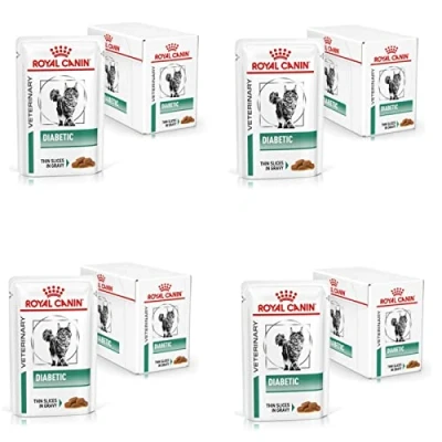 Abbildung von Royal Canin Veterinary Diabetic 4er Pack 4 x 12 85 g Diät Alleinfuttermittel für Katzen Zur Regulierung der Glucoseversorgung Mit feinen Stückchen in Soße