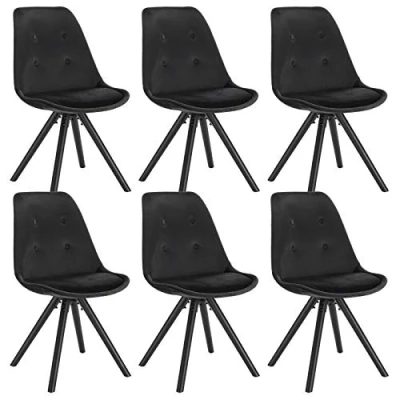Abbildung von WOLTU Esszimmerstühle 6er Set, Küchenstuhl, Skandinavisch Design, schminktisch Stuhl, Loungesessel, Polsterstuhl, Retro Design Gepolsterter Sitzfläche aus Samt, Schwarz, BH196sz 6