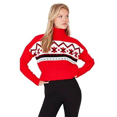 Abbildung von Trendyol Christmas Strickpullover, Damen, Größe: 38, Red