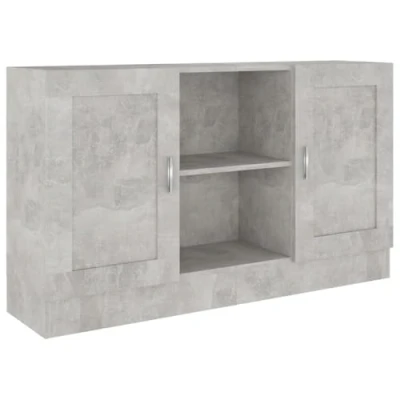 Abbildung von vidaXL Sideboard 2 Fächer Türen Kommode Anrichte Beistellschrank Mehrzweckschrank Standschrank Schrank Betongrau 120x30,5x70cm Holzwerkstoff