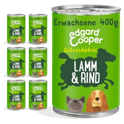 Abbildung von Edgard &amp; Cooper Nassfutter für Hunde (Lamm Rind, 400g x 6), Getreidefrei, natürliche Zutaten und frisches Fleisch, voller essentieller Aminosäuren