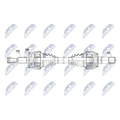 Abbildung von NTY NPW CH 156 Antriebswelle Hinterachse rechts 820mm Automatikgetriebe