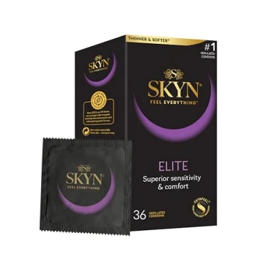Abbildung von SKYN Kondome Elite (Ultra Thin &amp; Ultra Soft) Packung mit, 36 St., hypoallergene Kondome, ideal für Latexallergiker, superdünne latexfreie aus Sensoprène™