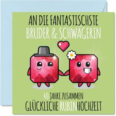 Abbildung von Stuff4 40. Hochzeitstag Karte Liebe 40 Jahre Zusammen Rubin Hochzeit Jahrestag Geschenke für Bruder Schwägerin vom Schwager Schwester, 145mm Glückwunschkarten