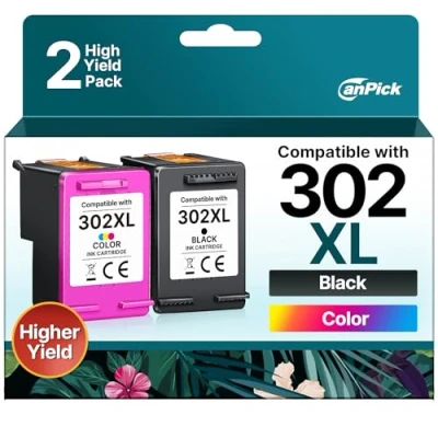 Abbildung von CanPick 302XL Druckerpatronen Ersatz für HP 302 Multipack XL DeskJet 3630 3636 3638 3639 1110 2130 3633 Envy 4525 4520 4522 4527 OfficeJet 3831 3830 3833 5230 (2 Pack)