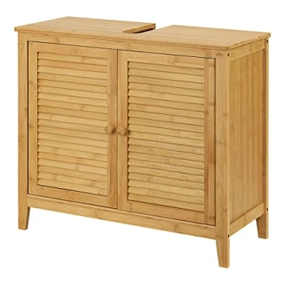 Abbildung von en.casa Waschbeckenunterschrank Värmdö Badezimmerschrank 60x67x30 aus Bambus