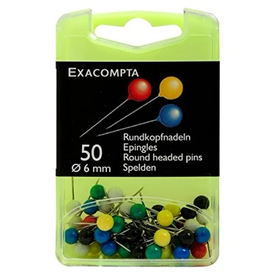 Abbildung von Exacompta Rundkopfnadeln 6mm sortiert VE=50 Stück