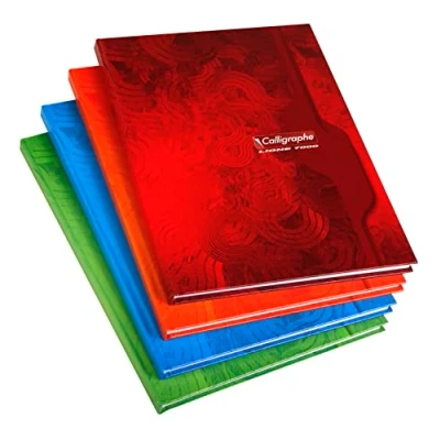 Abbildung von Clairefontaine 7282C Kladde / Notizbuch geleimt Calligraphe mit Hardcover, DIN A4+ 24x32 cm, 96 Blatt, französische Lineatur, 70g, farbig sortiert, 1 Stück
