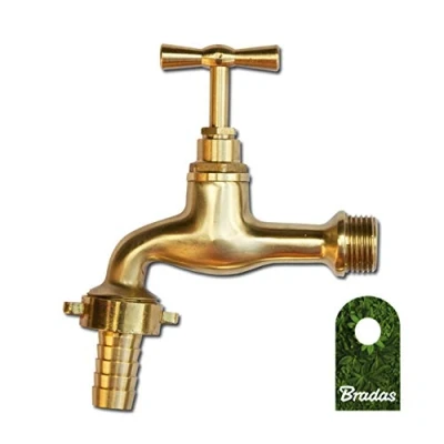 Abbildung von Bradas Hahnstück Hochwertiger Wasserhahn aus poliertem Messing mit 1/2&quot; Wandanschluß, (1 tlg)