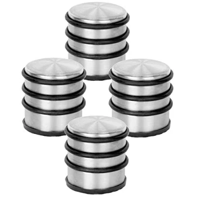 Abbildung von HRB Türstopper Edelstahl hoch massiv 1 Stück Schwerer Boden mit modernen Design, Door Stopper versehen Gummiring zum Schutz der Türen (Silber)